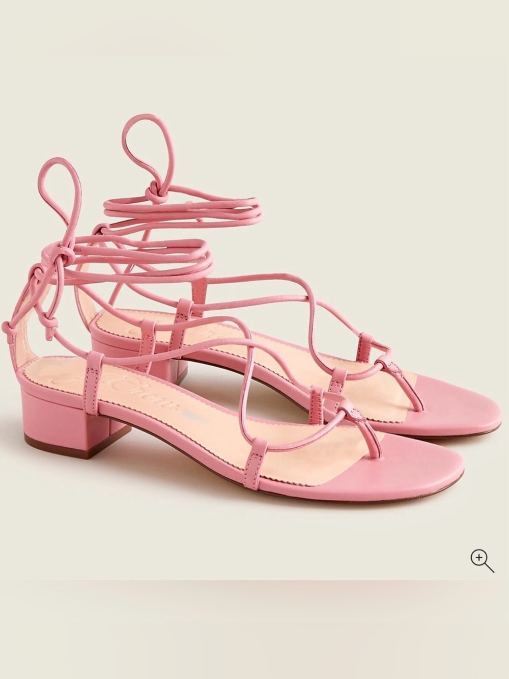 J. Crew Pink Lace-Up Strappy Low Block Heel Sandals